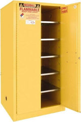 Securall Cabinets - 2 Door, 5 Shelf, Yellow Steel Standard Safety Cabinet for Flammable and Combustible Liquids - 65" High x 31" Wide x 31" Deep, Manual Closing Door, 3 Point Key Lock, 120 Gal Capacity - Apex Tool & Supply