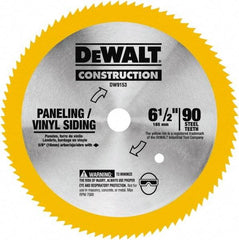 DeWALT - 6-1/2" Diam, 5/8" Arbor Hole Diam, 90 Tooth Wet & Dry Cut Saw Blade - Tungsten Carbide-Tipped, Fast Cutting Action, Diamond Arbor - Apex Tool & Supply