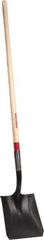 Razor-Back - 12" High x 9-1/2" Wide Square Steel Shovel - 48" Long Wood Straight Handle, Rolled - Apex Tool & Supply