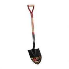 Razor-Back - 12" High x 8-3/4" Wide Round Steel Shovel - 30" Long Steel & Wood D-Grip Handle, Rolled - Apex Tool & Supply
