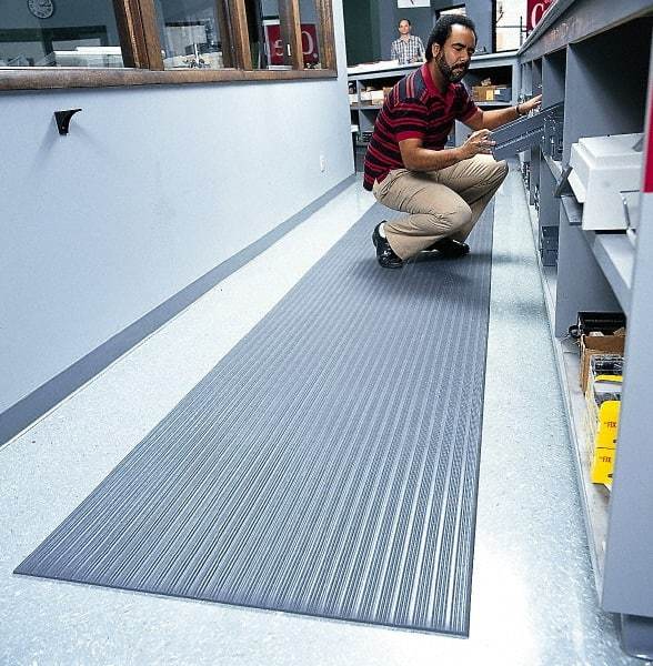 Wearwell - 60' Long x 4' Wide, Dry Environment, Anti-Fatigue Matting - Black, Vinyl with Vinyl Sponge Base, Rounded on 4 Sides - Apex Tool & Supply