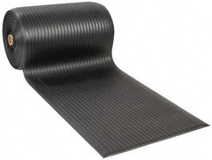Wearwell - 60' Long x 3' Wide, Dry Environment, Anti-Fatigue Matting - Black, Vinyl with Vinyl Sponge Base, Rounded on 4 Sides - Apex Tool & Supply