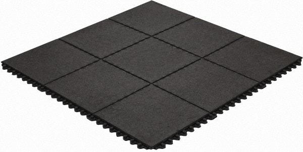 Wearwell - 3' Long x 3' Wide x 5/8" Thick, Anti-Fatigue Modular Matting Tiles - 4 Interlocking Sides, Black, For Dry Areas, Series 570 - Apex Tool & Supply