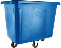 Rubbermaid - 500 Lb Load Capacity, 16 Cu Ft, 12.9 Bushels, Polyethylene Cube Truck - 31" Wide x 43-3/4" Long x 37" High, Dark Blue - Apex Tool & Supply