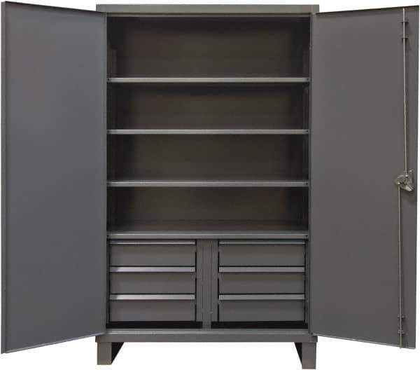Durham - 4 Shelf Locking Storage Cabinet - Steel, 72" Wide x 24" Deep x 78" High, Gray - Apex Tool & Supply