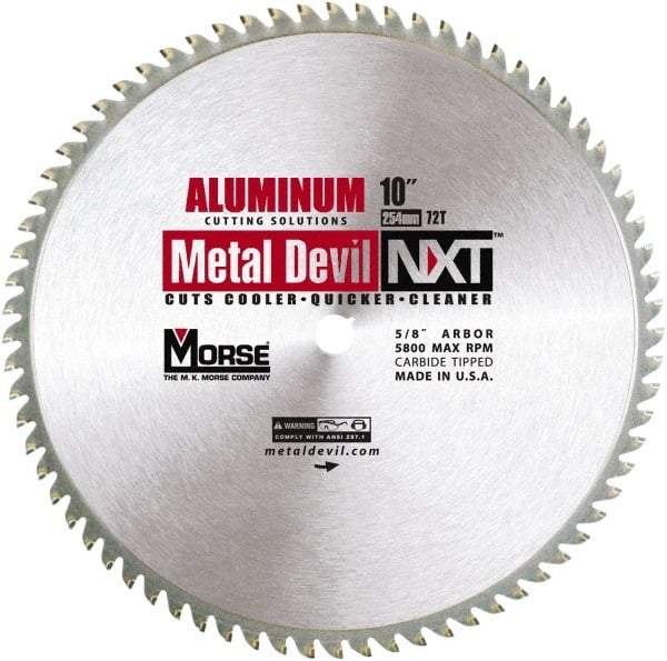 M.K. MORSE - 10" Diam, 5/8" Arbor Hole Diam, 72 Tooth Wet & Dry Cut Saw Blade - Steel, Standard Round Arbor - Apex Tool & Supply