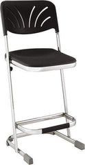 NPS - 24 Inch High, Stationary Square Seat with Steel Backrest - 16-1/4 Inch Deep x 16-3/4 Inch Wide, Plastic Seat, Black and Chrome - Apex Tool & Supply
