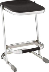 NPS - 24 Inch High, Stationary Fixed Height Stool - 16-1/4 Inch Deep x 16-3/4 Inch Wide, Plastic Seat, Black and Chrome - Apex Tool & Supply