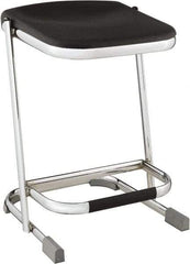 NPS - 22 Inch High, Stationary Fixed Height Stool - 16-1/4 Inch Deep x 16-3/4 Inch Wide, Plastic Seat, Black and Chrome - Apex Tool & Supply
