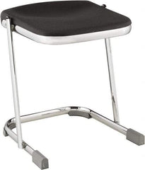 NPS - 18 Inch High, Stationary Fixed Height Stool - 16-1/4 Inch Deep x 16-3/4 Inch Wide, Plastic Seat, Black and Chrome - Apex Tool & Supply