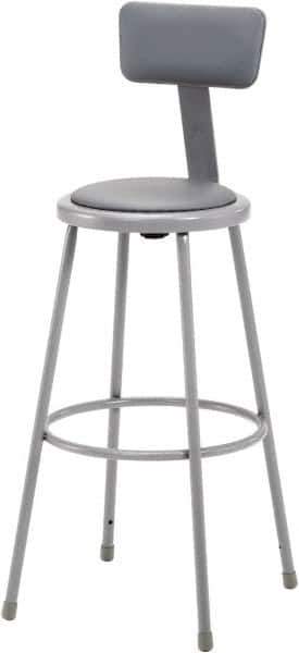 NPS - 30 Inch High, Stationary Fixed Height Stool with Adjustable Height Backrest - 16-1/2 Inch Deep x 16-1/2 Inch Wide, Vinyl Seat, Gray - Apex Tool & Supply
