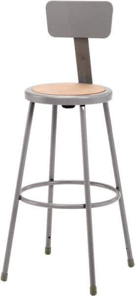 NPS - 30 Inch High, Stationary Fixed Height Stool with Adjustable Height Back - 16-1/2 Inch Deep x 16-1/2 Inch Wide, Hardboard Seat, Gray and Brown - Apex Tool & Supply