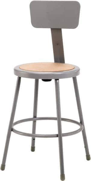 NPS - 24 Inch High, Stationary Fixed Height Stool with Adjustable Height Back - 16-1/8 Inch Deep x 16-1/8 Inch Wide, Hardboard Seat, Gray and Brown - Apex Tool & Supply