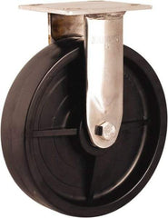 Albion - 8" Diam x 2" Wide x 10-1/8" OAH Top Plate Mount Rigid Caster - Nylon, 900 Lb Capacity, Delrin Bearing, 4 x 4-1/2" Plate - Apex Tool & Supply