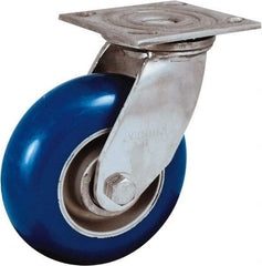 Albion - 6" Diam x 2" Wide x 7-1/2" OAH Top Plate Mount Swivel Caster - Neoprene Donut Tread over Aluminum Hub, 700 Lb Capacity, Precision Ball Bearing, 4 x 4-1/2" Plate - Apex Tool & Supply