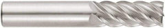Niagara Cutter - 5/8", 4" LOC, 5/8" Shank Diam, 6" OAL, 5 Flute, Solid Carbide Square End Mill - Single End, TiAlN Finish, Spiral Flute, 45° Helix, Centercutting, Right Hand Cut, Right Hand Flute, Series S545 - Apex Tool & Supply