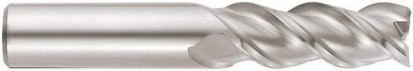 Niagara Cutter - 3/4", 4" LOC, 3/4" Shank Diam, 6-1/2" OAL, 3 Flute, Solid Carbide Square End Mill - Single End, Uncoated, Spiral Flute, 45° Helix, Centercutting, Right Hand Cut, Right Hand Flute, Series A345 - Apex Tool & Supply