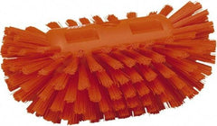 Vikan - 1-1/2" Bristle Length, Polyester Utility Scrub Brush - 5-1/2" Wide Head, 8" OAL, European Threaded Handle, Orange, Polypropylene Block - Apex Tool & Supply