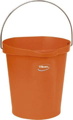 Vikan - 3 Gal, Polypropylene Round Orange Single Pail with Pour Spout - Handle Included - Apex Tool & Supply