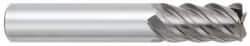 OSG - 3/8", 7/8" LOC, 3/8" Shank Diam, 2-1/2" OAL, 5 Flute, Solid Carbide Square End Mill - Single End, Uncoated, Spiral Flute, 45° Helix, Centercutting, Right Hand Cut, Right Hand Flute, Series 455C - Apex Tool & Supply