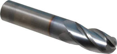 OSG - 5/8" Diam, 1-1/4" LOC, 4 Flute Solid Carbide Ball End Mill - TiCN Finish, Single End, 3-1/2" OAL, 5/8" Shank Diam, Spiral Flute - Apex Tool & Supply