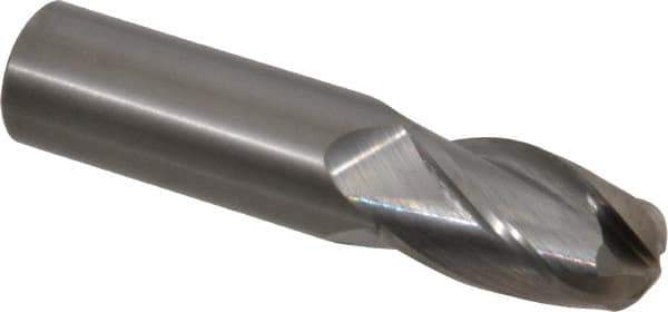 OSG - 22mm Diam, 38mm LOC, 4 Flute Solid Carbide Ball End Mill - Uncoated, Single End, 102mm OAL, 22mm Shank Diam, Spiral Flute - Apex Tool & Supply