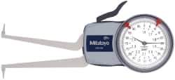 Mitutoyo - 1.6 to 2.4" Inside Dial Caliper Gage - 0.0005" Graduation, 0.0015" Accuracy, 3.3" Leg Length, 0.31" Deep x 0.06" Wide Groove, Ball Contact Points - Apex Tool & Supply
