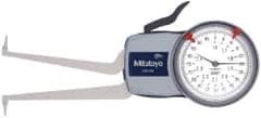 Mitutoyo - 1.6 to 2.4" Inside Dial Caliper Gage - 0.0005" Graduation, 0.0015" Accuracy, 3.3" Leg Length, 0.31" Deep x 0.06" Wide Groove, Ball Contact Points - Apex Tool & Supply