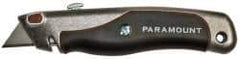 Paramount - Retractable Utility Knife - 2-3/8" Blade, Aluminum with Rubber Grip Insert Handle, 1 Blade Included - Apex Tool & Supply