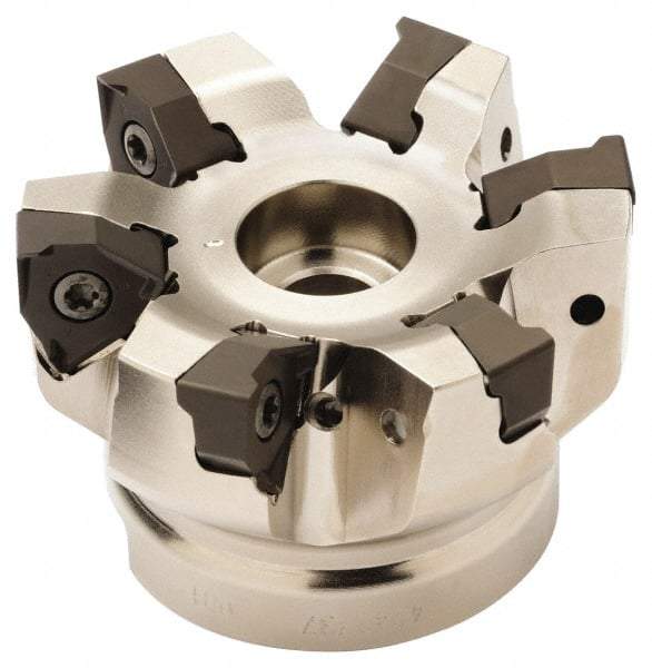 Seco - 14 Inserts, 125mm Cut Diam, 40mm Arbor Diam, 7.5mm Max Depth of Cut, Indexable Square-Shoulder Face Mill - 0/90° Lead Angle, 63mm High, XNEX 0806.. Insert Compatibility, Through Coolant, Series Square 6 - Apex Tool & Supply