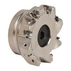 Seco - 8 Inserts, 4" Cut Diam, 1-1/2" Arbor Diam, 0.295" Max Depth of Cut, Indexable Square-Shoulder Face Mill - 0/90° Lead Angle, 1.97" High, XNEX 0806.. Insert Compatibility, Through Coolant, Series Square 6 - Apex Tool & Supply