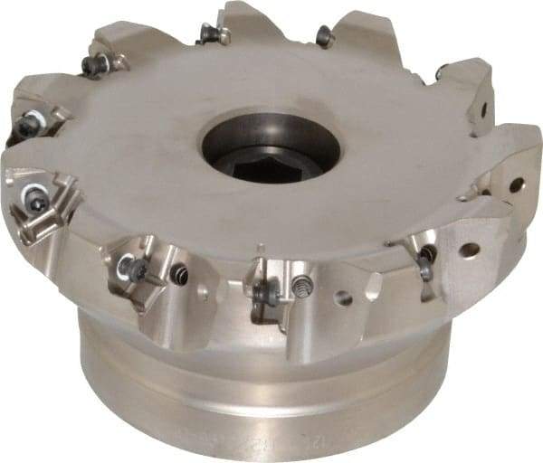 Seco - 11 Inserts, 5" Cut Diam, 1-1/2" Arbor Diam, 0.295" Max Depth of Cut, Indexable Square-Shoulder Face Mill - 0/90° Lead Angle, 2.48" High, XNEX 0806.. Insert Compatibility, Through Coolant, Series Square 6 - Apex Tool & Supply