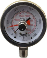 Winters - 2-1/2" Dial, 1/4 Thread, 0-5,000 Scale Range, Pressure Gauge - Lower Connection Mount, Accurate to 1% of Scale - Apex Tool & Supply