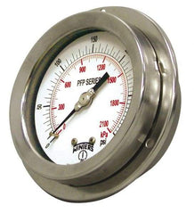 Winters - 2-1/2" Dial, 1/4 Thread, 0-30 Scale Range, Pressure Gauge - Front Flange Panel Mount, Center Back Connection Mount, Accurate to 1.6% of Scale - Apex Tool & Supply