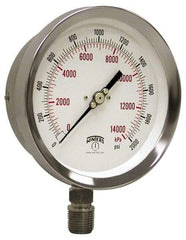 Winters - 4" Dial, 1/4 Thread, 0-400 Scale Range, Pressure Gauge - Lower Connection Mount, Accurate to 1% of Scale - Apex Tool & Supply