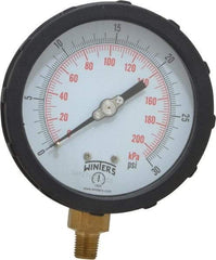 Winters - 4" Dial, 1/4 Thread, 0-30 Scale Range, Pressure Gauge - Lower Connection Mount, Accurate to 1% of Scale - Apex Tool & Supply