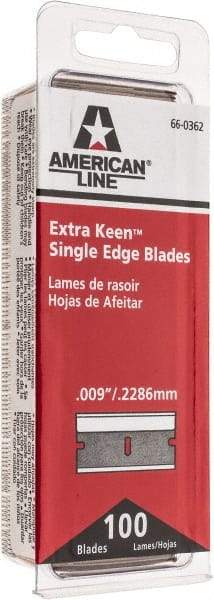American Line - Knife Blades - .009" EXTRA KEEN 100PK SINGLE EDGE BLADE - Apex Tool & Supply