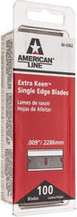 American Line - Knife Blades - .009" EXTRA KEEN 100PK SINGLE EDGE BLADE - Apex Tool & Supply