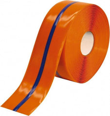 PRO-SAFE - Orange & Blue Striped PVC Tape - 4" Wide x 100' Long x 50 mil Thick, General Traffic - Apex Tool & Supply