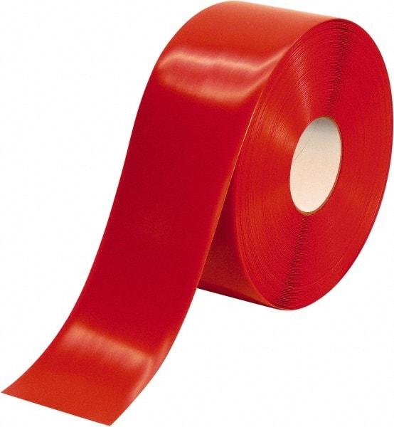 PRO-SAFE - Red Solid Color PVC Tape - 4" Wide x 100' Long x 50 mil Thick, General Traffic - Apex Tool & Supply