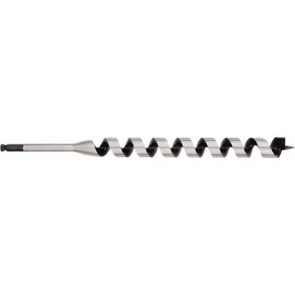 Irwin - 1-1/4", 7/16" Diam Hex Shank, 17" Overall Length with 15" Twist, Ship Auger Bit - Apex Tool & Supply