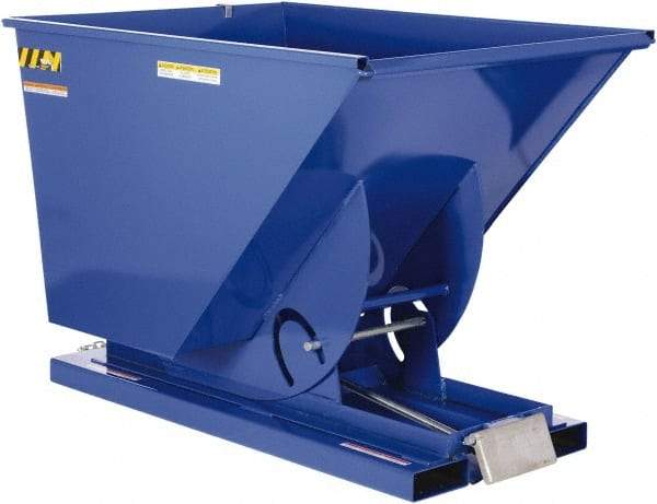 Vestil - 4,000 Lb Load Capacity, 1-1/2 Cu Yd, Steel Self-Dumping Hopper - 43-9/16" Wide x 68-3/8" Long x 51-13/16" High, Blue - Apex Tool & Supply