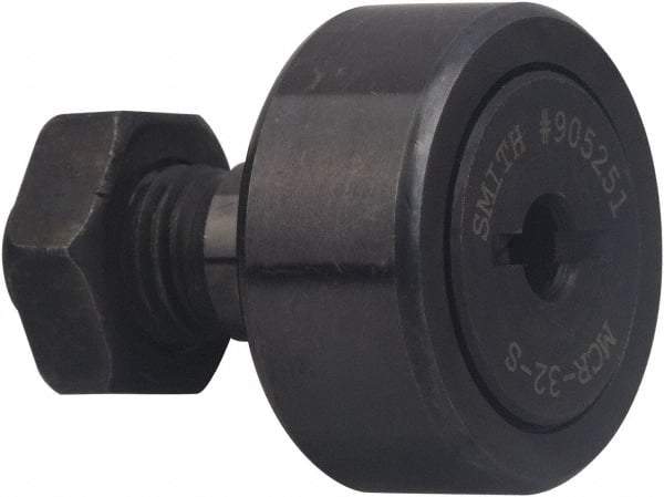 Accurate Bushing - 85mm Roller Diam x 35mm Width, 30mm Stud Diam x 63mm Length, Sealed Stud Cam Follower - Carbon Steel, 32mm Thread Length, M30x1.5 Thread, 100mm OAL, 45,000 N Dynamic Cap, 85,000 N Static Cap - Apex Tool & Supply