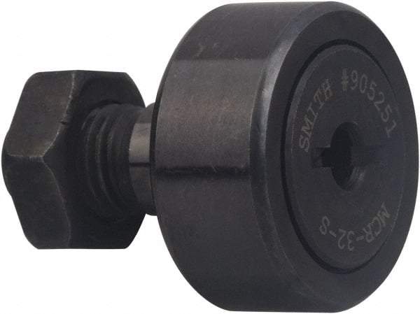 Accurate Bushing - 13mm Roller Diam x 9mm Width, 5mm Stud Diam x 13mm Length, Sealed Stud Cam Follower - Carbon Steel, 7.5mm Thread Length, M5 x 0.8 Thread, 23mm OAL, 2,450 N Dynamic Cap, 1,700 N Static Cap - Apex Tool & Supply