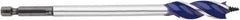 Irwin - 1/2", 1/4" Hex Shank, Bright Finish, High Speed Steel, Spade Blade Drill Bit - 2 Spurs, 6" Overall Length, 4-1/4" Shank Length, No Wire Fishing Hole - Apex Tool & Supply