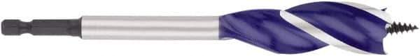 Irwin - 13/16", 1/4" Hex Shank, Bright Finish, High Speed Steel, Spade Blade Drill Bit - 2 Spurs, 6" Overall Length, 4-1/4" Shank Length, No Wire Fishing Hole - Apex Tool & Supply