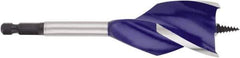 Irwin - 1.5", 1/4" Hex Shank, Bright Finish, High Speed Steel, Spade Blade Drill Bit - 2 Spurs, 6" Overall Length, 4-1/4" Shank Length, No Wire Fishing Hole - Apex Tool & Supply