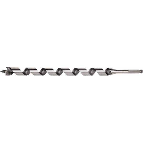 Irwin - 1-1/16", 7/16" Diam Hex Shank, 24" Overall Length with 21" Twist, Utility Auger Bit - Apex Tool & Supply