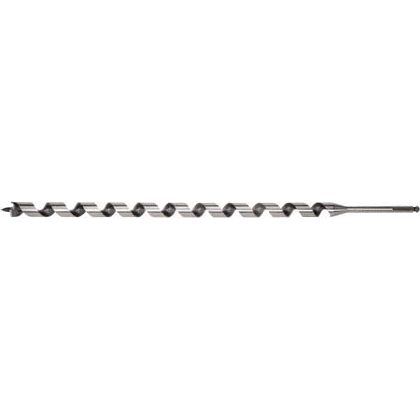 Irwin - 15/16", 7/16" Diam Hex Shank, 29" Overall Length with 24" Twist, Utility Auger Bit - Apex Tool & Supply