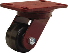 Hamilton - 3-1/4" Diam x 2" Wide x 5-1/4" OAH Top Plate Mount Swivel Caster - Phenolic, 700 Lb Capacity, Straight Roller Bearing, 4-1/2 x 6-1/2" Plate - Apex Tool & Supply